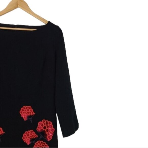 TORY BURCH Etta Black Virgin Wool Blend Embellished Mini Dress Women's Size 6 - Picture 6 of 15
